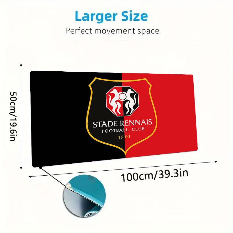 Stade Rennais FC Mouse Pad, Large Gaming Desk Mat, Non-slip XXL Mousepad for Laptop & Tablet, Mini PC Playmat with Stitched Edges