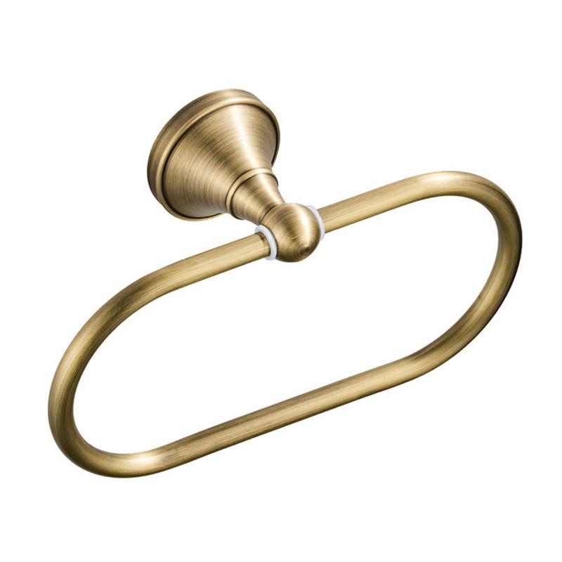 Bronze Oval Antique Brass Towel Holder Bathroom Wall Mounted Round Towel Rings Towel Rack Kitchen Storage Accessories