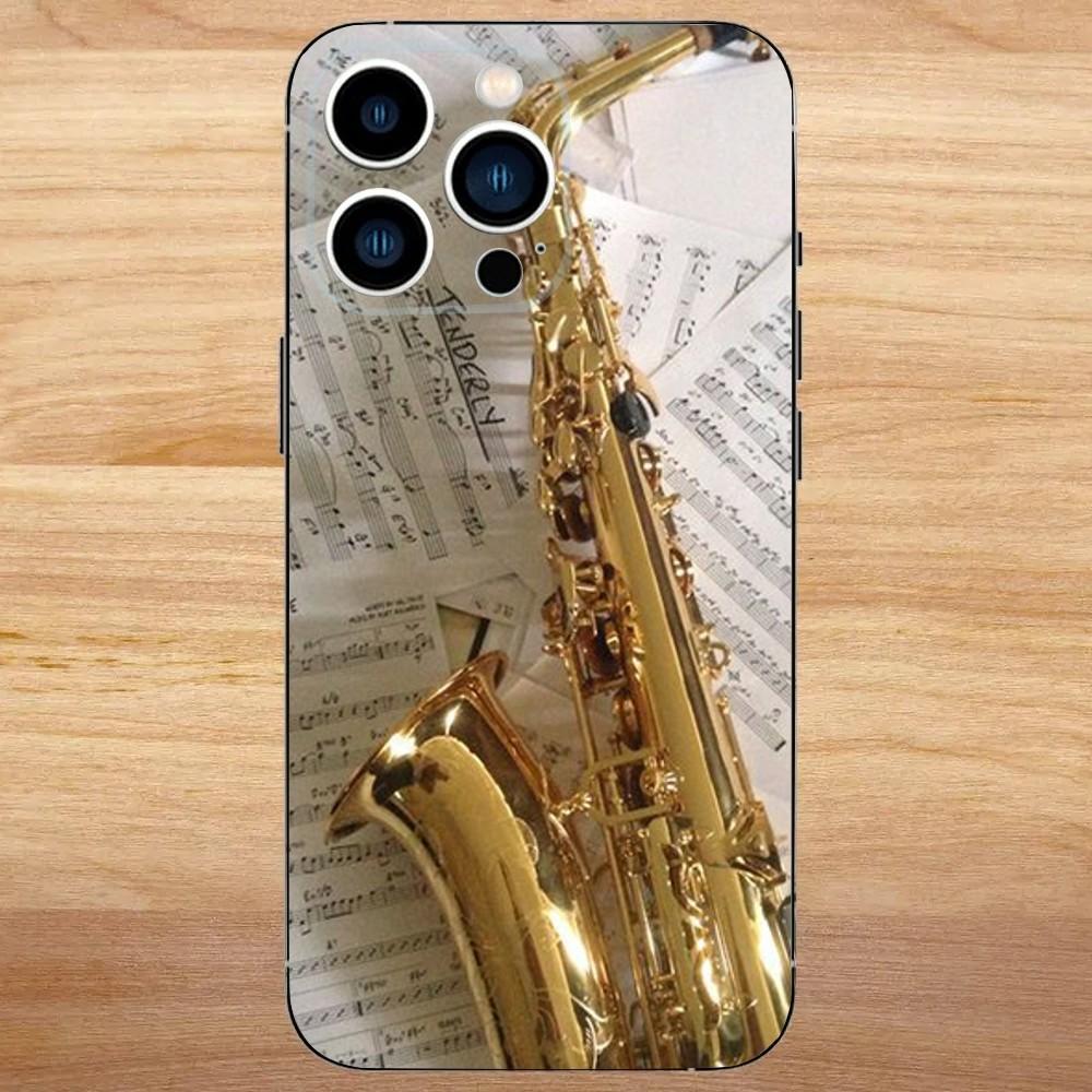 

Музыкальный чехол для телефона с саксофоном для iPhone 16,15,14,13,12,11,Mini,Pro,SE,MAX Белый Матовый Ударопрочный Чехол iPhone12