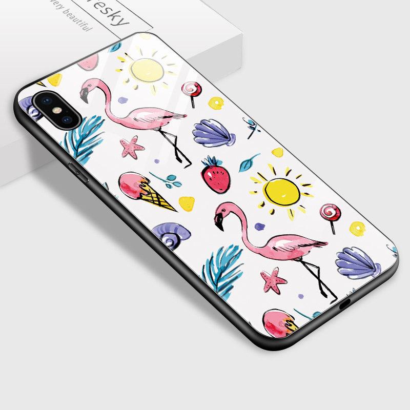 Popular Stylish Ins Tempered Glass Phone Case for iPhone Samsung Galaxy Infinix TPU Soft Edge Shockproof Cover Cases