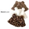Sombrero de Pescador Orejas de Oso Bola de Felpa Engrosada Otoño Invierno Leopardo Bola de Felpa Gorro Cubeta para Exteriores