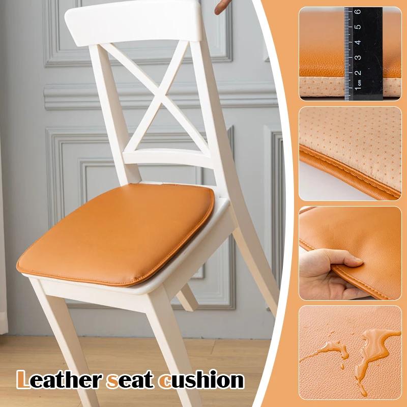 Thickened Waterproof Dirt Resistant Leather Seat Cushion Anti Slip Dining Chair & Stool Cushion for Home And Office Use