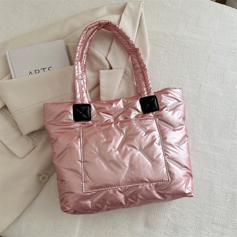 Stylish Large Capacity Tote Bag For Women With Minimalist Design In Black Brown Pink Green Gold