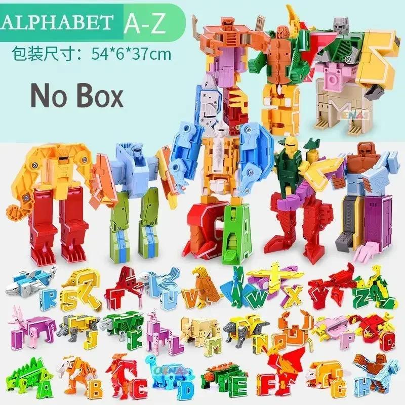26 letras A-Z Alfabeto Animal Dinossauro Guerreiro Figuras de Ação de Deformação Robô de Transformação Brinquedos Para Crianças Presente Brinquedos