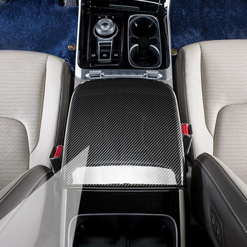 For Kia Carnival KA4   Carbon Fiber Center Console Armrest Box Protector Panel Cover Trim Sticker Accessories