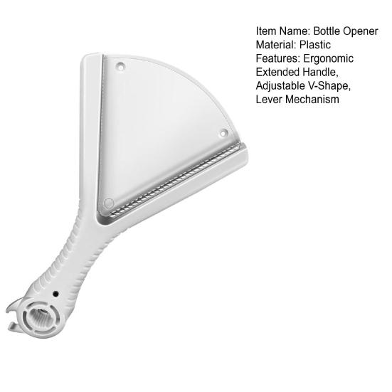 Bottle Opener Extended Ergonomic Handle Textured Grip Adjustable V-Shaped Jar Opener Turning Force Jar Cap Remover Kitchen Accessory