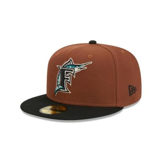 

Cap 59FIFTY Miami Marlins MLB Harvest 59FIFTY Cerrada Cap 60426559 Hat Brown [New Era] [Item] коричневый
