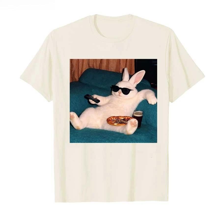 Lazy Bunny Meme Rabbit Tshirt Women Harajuku Hiphop Streetwear Cartoon Print T Shirts Tops Harajuku Funny Summer Tops