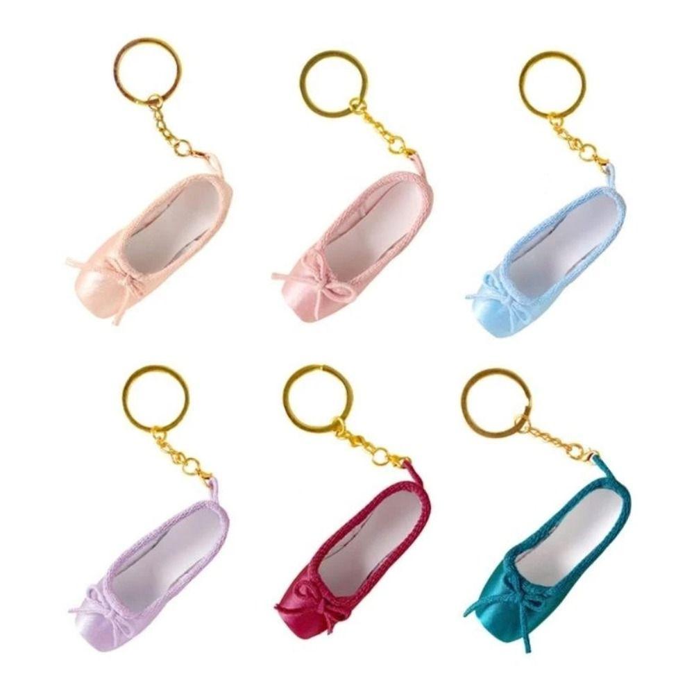 Satin Material Ballet Inspired Keys Chain Alloy Pendant Style Shoes Car Keyring Exquisite Handmade Pointe Shoes Pendant
