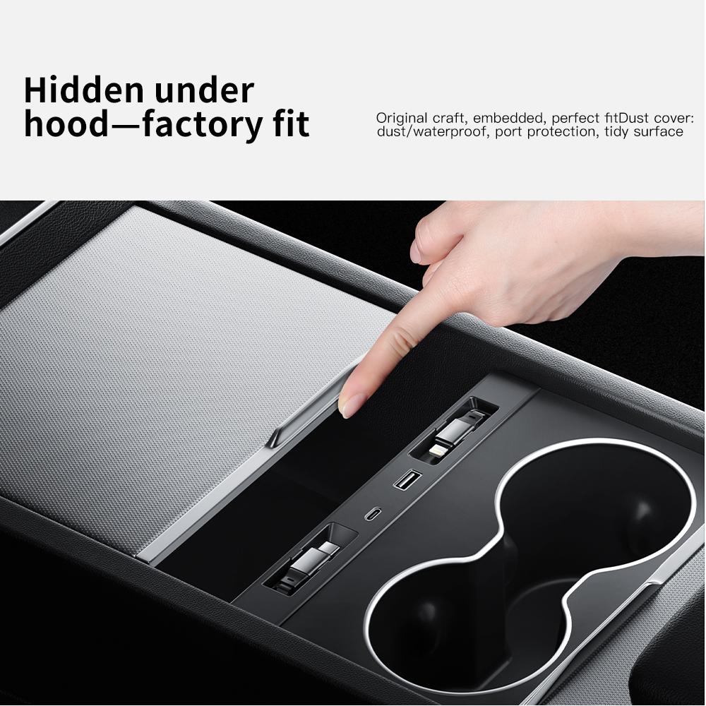 YZ For New Tesla Model 3/Y/YL Highland Juniper 2025 45W Quick Charger Expansion Dock USB Shunt Hub Intelligent Docking Station