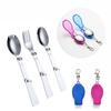 Steel Three-Fold Portable Creative Folding Fork Camping Tableware Folding Spoon Pocket Spoon