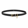Logo Pendant Smooth Buckle Leather Belt Female Black 1.8cm