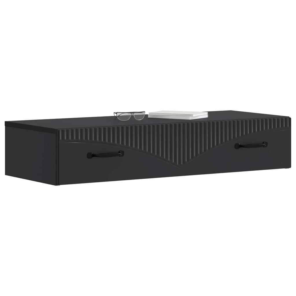 Wall Mounted Side Table Black 87.5 X 34.5 X 17 Cm