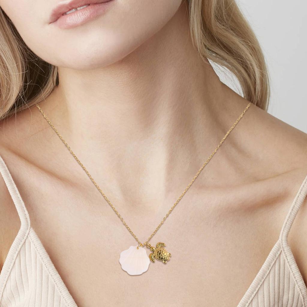 Stainless Steel Necklace Dolphin/Sea Turtles/Starfish/Seashells Pendant Choker Adjustable Length Neckchain for Women