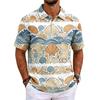 Men's Short Sleeve Polo Shirt Hawaiian Style Loose Fit Casual Top with Print and Classic Collar for Daily Wear