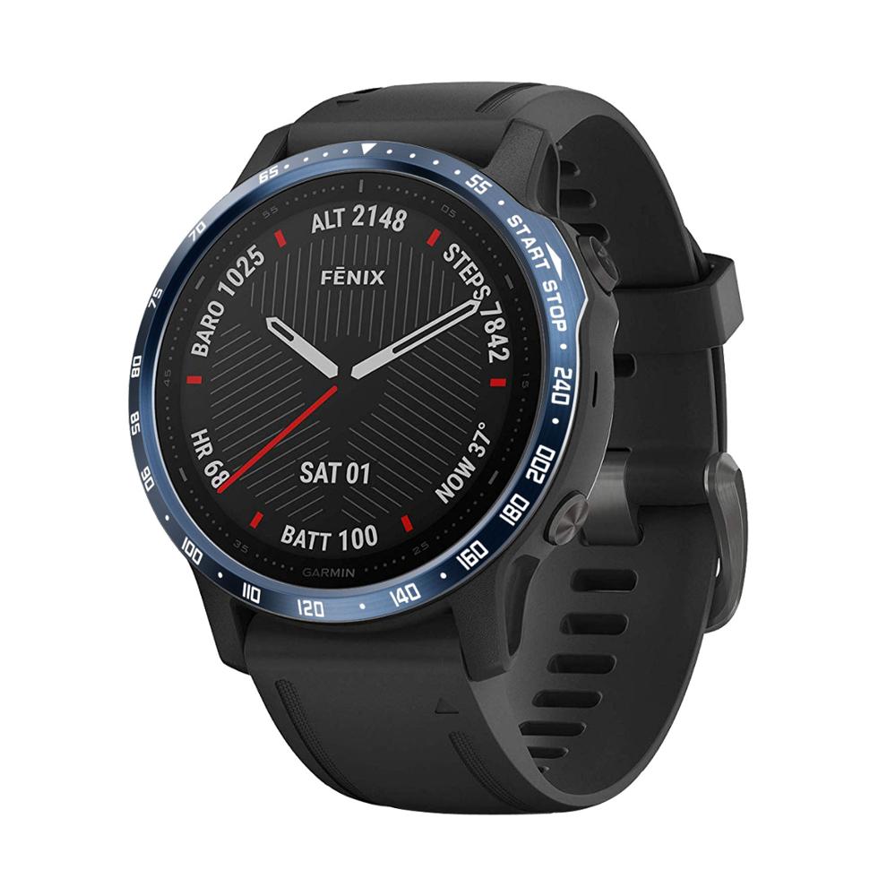 Per Garmin Fenix 6S/6S Pro/6S zaffiro Orologio Anello Lunetta Metallico Acciaio Inossidabile Scolpito Unità di Tempo Adesivo Copertura Antigraffio