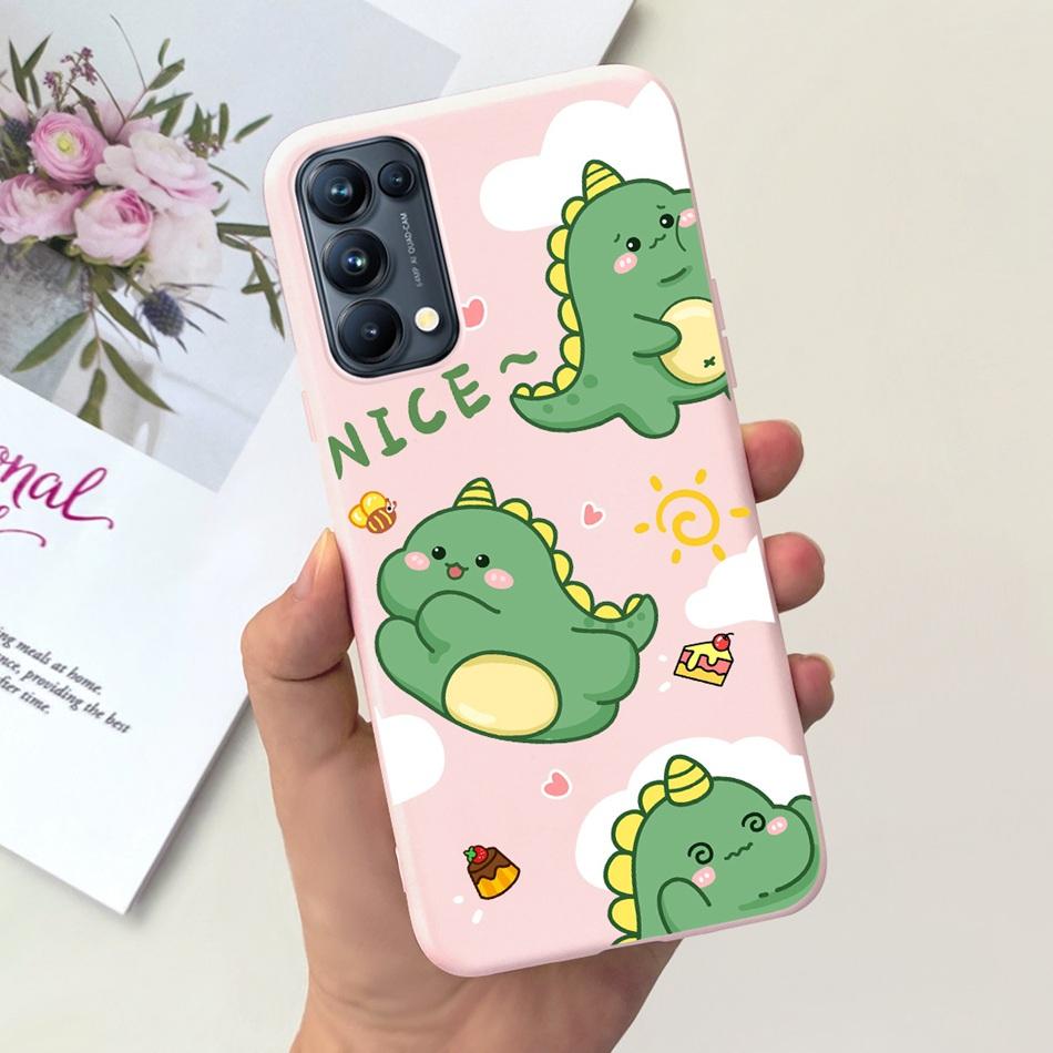 For OPPO Reno5 Pro 5G 4G Reno5 Phone Case Reno 5 5Pro CPH2201 CPH2145 Cute Cat Cartoon Candy Color Soft Silicone TPU Back Cover