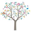 [R1829] - Multicolored 'Tree of Life Owls' Sticker Sheet - 50x70 Cm