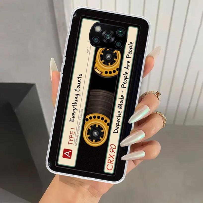 Vintage Magnetic Old Tape Cassette Phone Case for Xiaomi Poco X6 X5 X4 X3 Nfc F6 F5 F4 GT F3 F2 Pro F1 M5S M4 M3 5G Soft Funda P