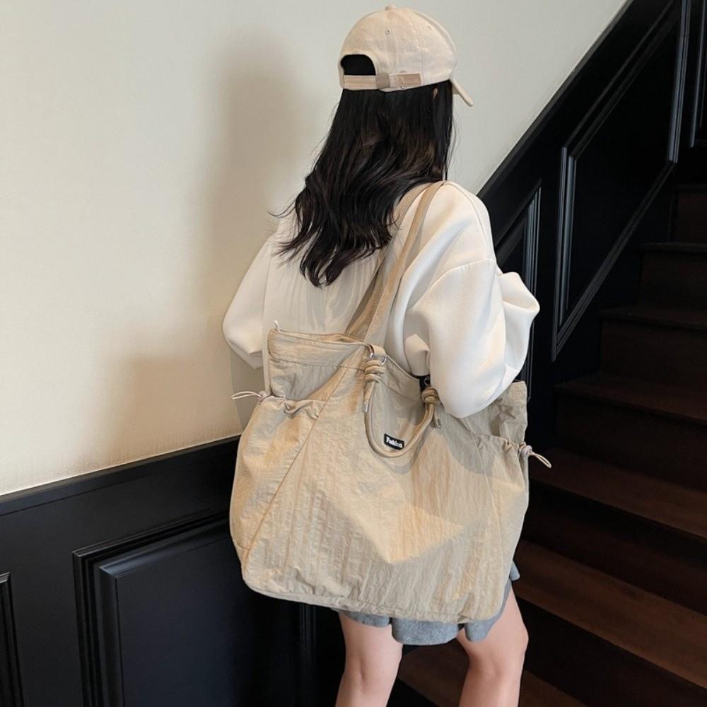 Large Capacity Women's Totes Bag Solid Color Commuting Handbag Fashion Nylon Shoulder Bag  Girls