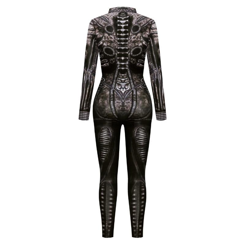 Machine Zentai Men For Bodysuit Trippy Costume Front Zipper Jumpsuit Skinny Cosplay Catsuit Elastic Rave Festival Suit