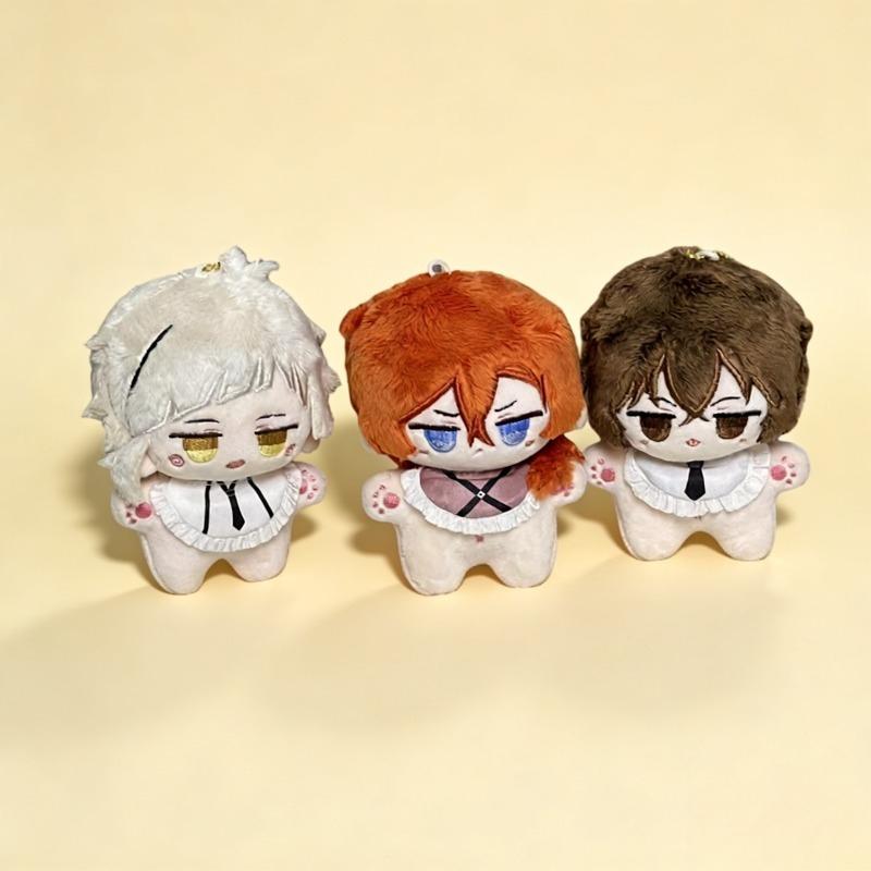 Bungo Stray Dogs Plush Set Dazai Chuuya Atsushi Akutagawa Mini Cotton Doll Anime Character Keychain Pendant Fans Birthday Gift