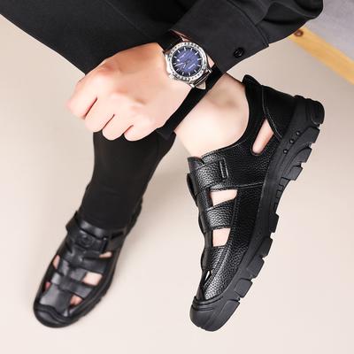 Moda 2025 Lato Męskie Wycinane Skórzane Buty Sandały Męskie na Zewnątrz Casual Oddychające Buty Biznesowe Męskie Miękka Podeszwa Wygodne Sandały