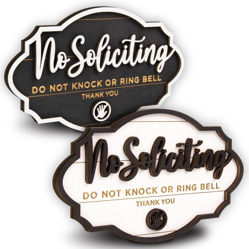 

14CM No Soliciting Sign Do Not Knock or Ring Bell Home Plaques High Quality Door Label Office Home білий