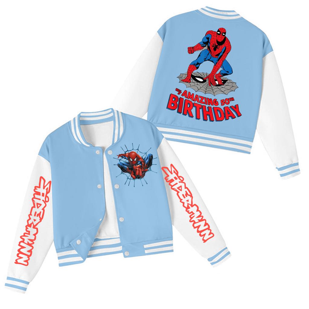 Kids' Stylish Color Neck Baseball Jacket for Boys and Girls Casual Outerwear
