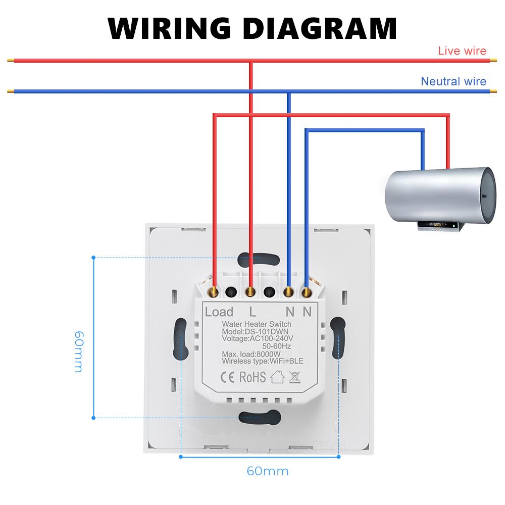 40A Tuya Smart Wifi Water Heater Boiler Touch Switch Smart Life APP Voice Control EU/US Plug Wall Switch Works with Alexa Google
