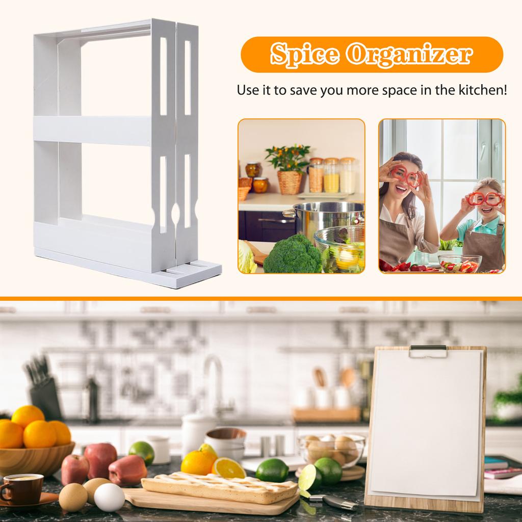 Portable Kitchen Storage Rack Multifunctional Pullable Rotatable Barbecue Seasoning Container Holder Household Use