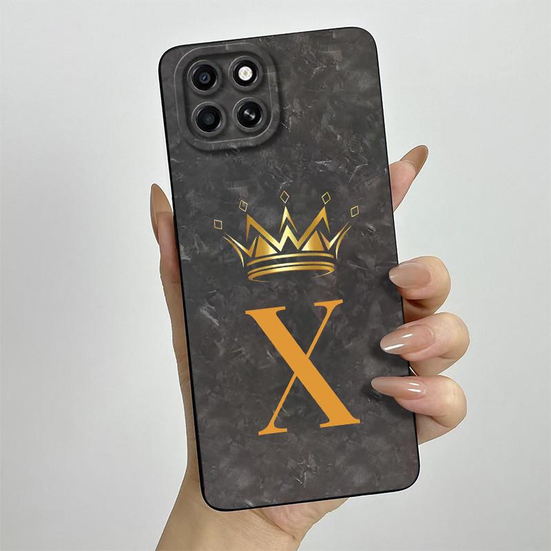 Für Infinix Smart 6 HD Hülle Smart 6HD Handyhülle X6512 Mode Krone Buchstaben Vollpaket Matt Anti-Drop Weiche Schutzhülle