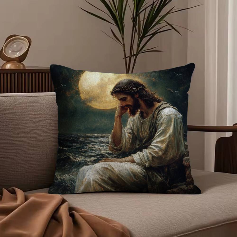 Anime J-Jesus Pillow Case Anti-dustmite Pillowcase Invisible zipper silky short plush Sofa cushion cover