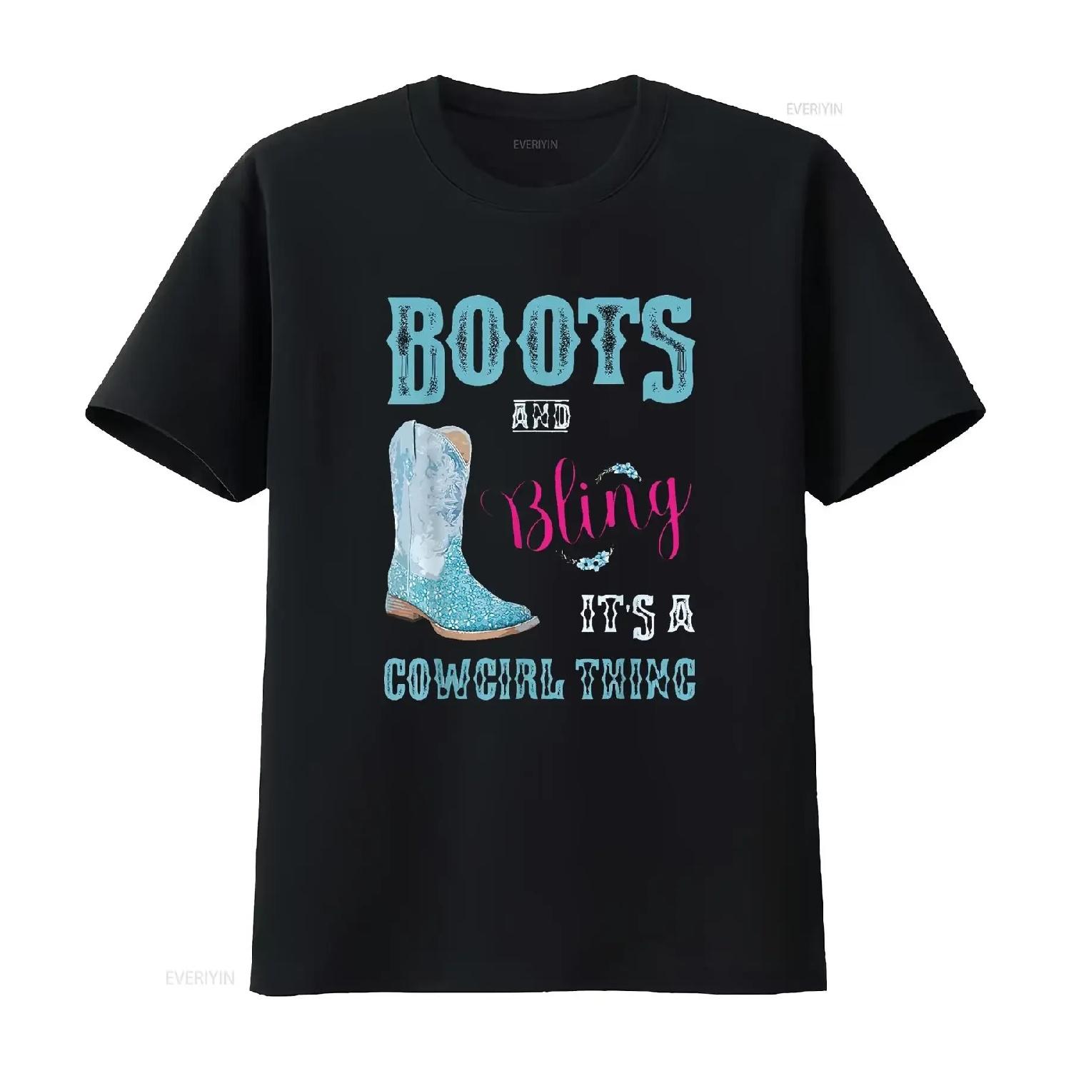 Girls Women Boots Bling Its A Cowgirl Thing Cute T Shirt vintage Washed Slightly Casual streetwear graphic Stylish Stretched S