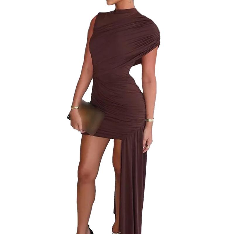 Women's Clothing, New Spring Models In Europe and America, Sexy Temperament, Hip-wrapped Irregular Short Skirt, Dress