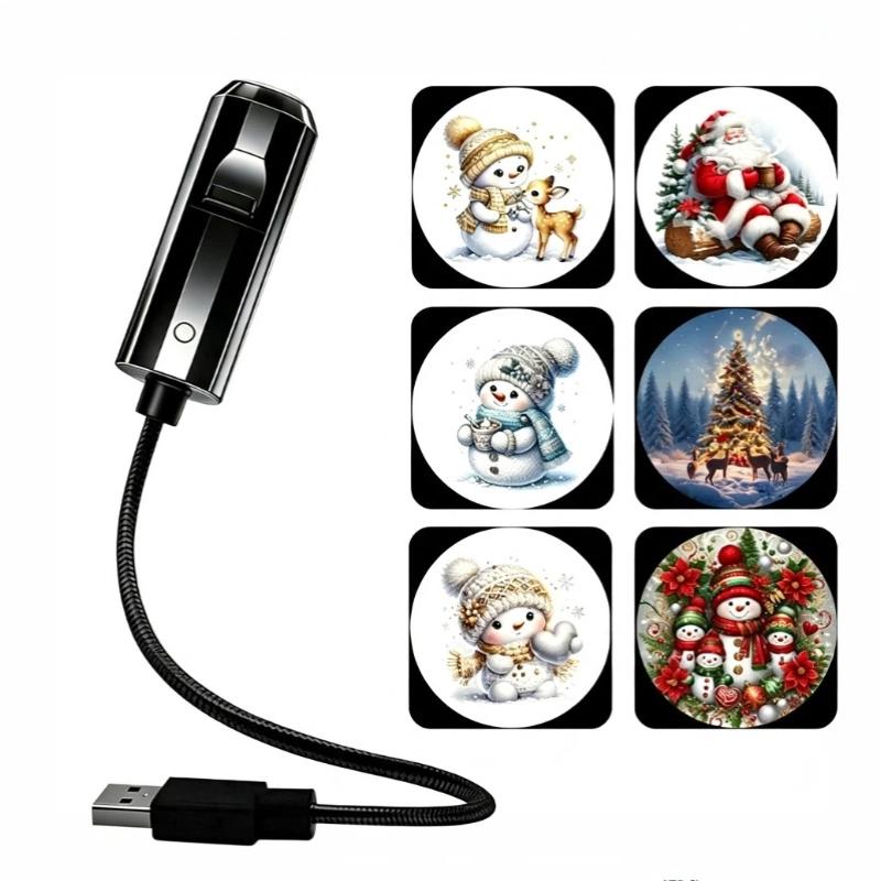 Usb Powered Xmas Led Projector Light With 6 Interchangeable Slides For Indoor Party Home Bedroom Decor
