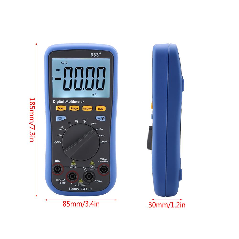 B33+ LCD Display Digital Bluetooth Multimeter for Measuring ACDC Voltage Current Resistance