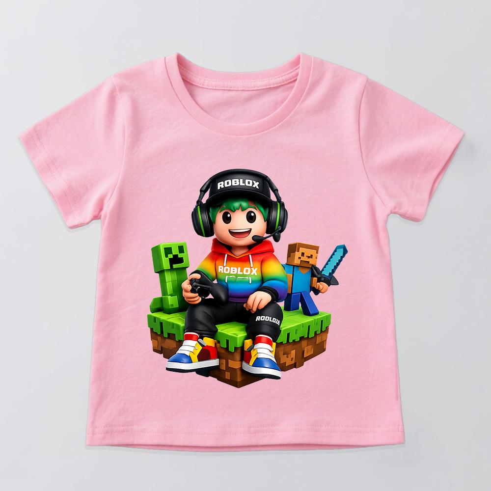 Roblox Spiel Print T-Shirts für Jungen Mädchen Kinder Kurzarm T-Shirt Oberteil Kinder Freizeitkleidung