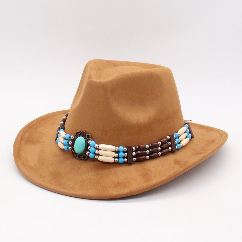 Винтажная Винтажная Замшевая Большая Шляпа для Верховой Езды Мужская и Женская Дорожная Шляпа Ковбоя Американского Запада Защита от Солнца one size fits all [j peach cow]