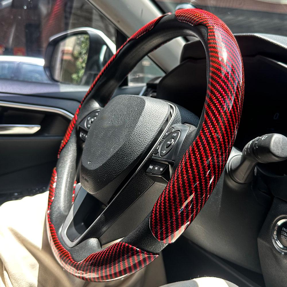 1Pair Car Steering Wheel Covers Booster Micro Fiber Leather Auto Interior Decorative Accessories Universal Carbon Fiber Looking