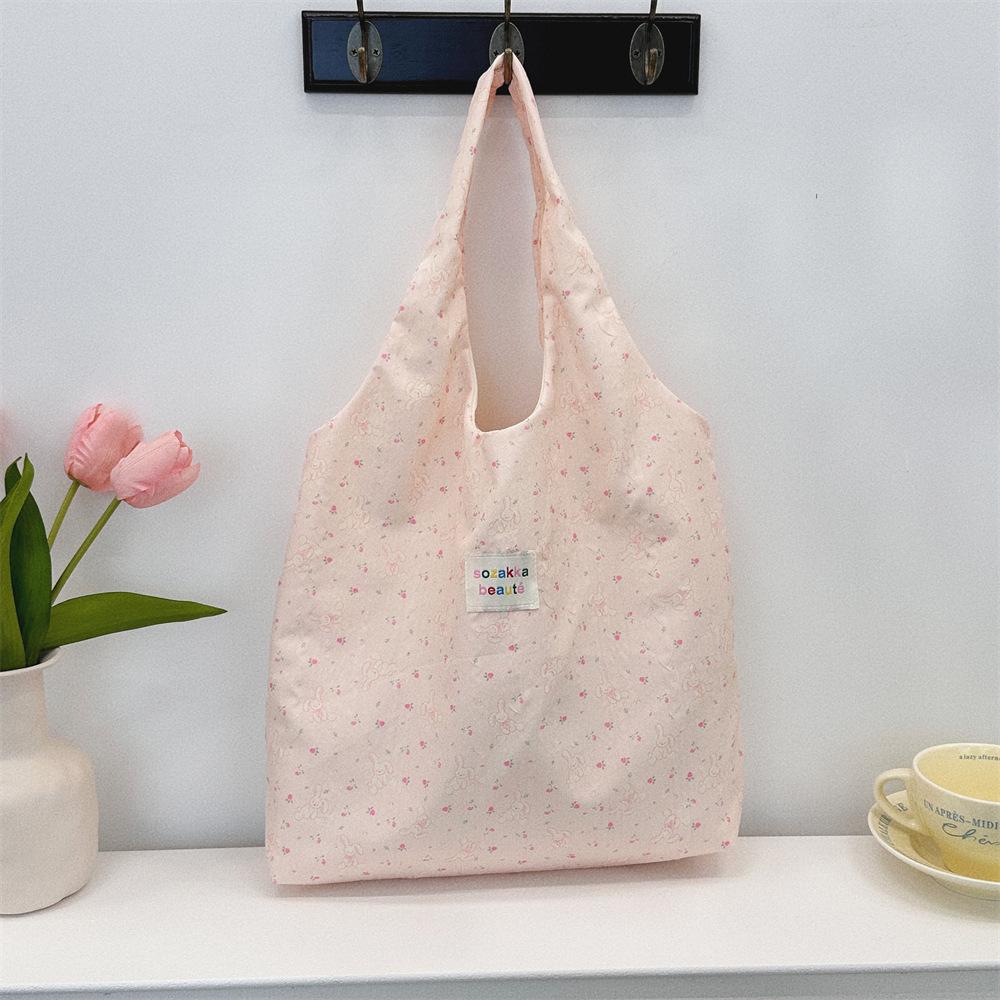 Korean Summer Embossed Canvas Tote Bag - Large Capacity, Niche Design, Shoulder and Underarm Style