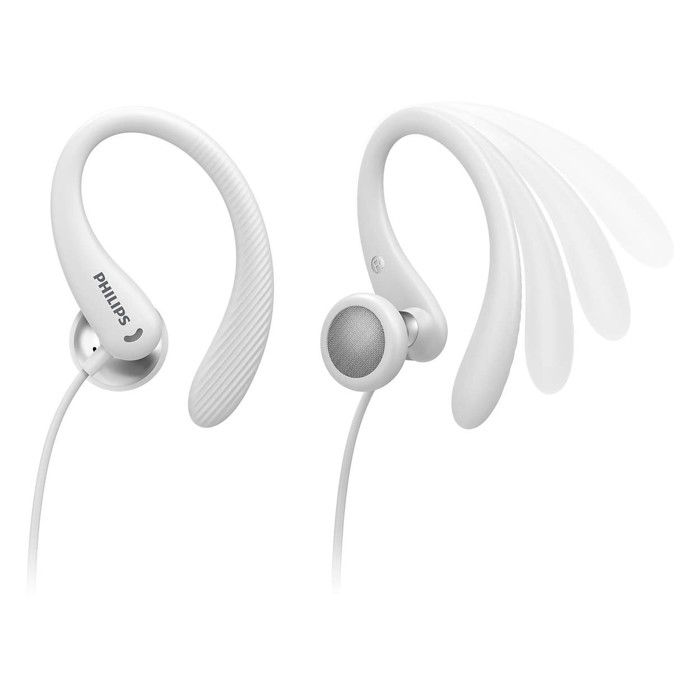 Ecouteurs sport - PHILIPS - Blanc - Intra-auriculaire - Filaire - Résistant à la transpiration