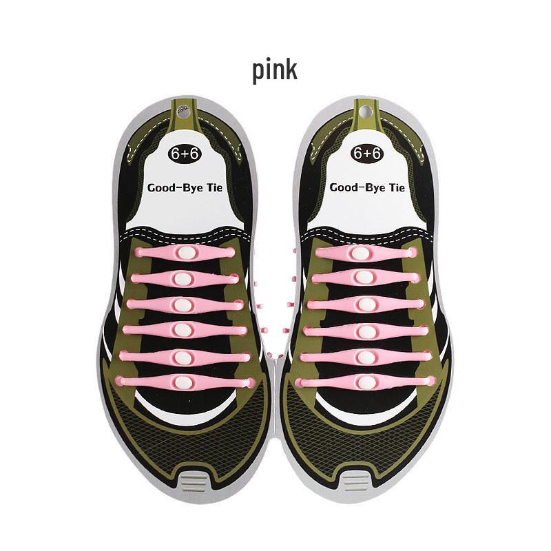 

Universal No-Tie Elastic Silicone Shoelaces 7.5-9.5 cm розовый
