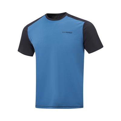 Fitness Series T Shirts Men's Dark Aqua Blue Crew Neck Moderate ATSW395-6