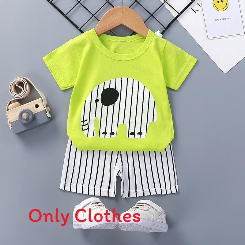 Baby Cartoon T Shirt Shorts Set With Cotton Fabric For Kids Ages 3 To 8