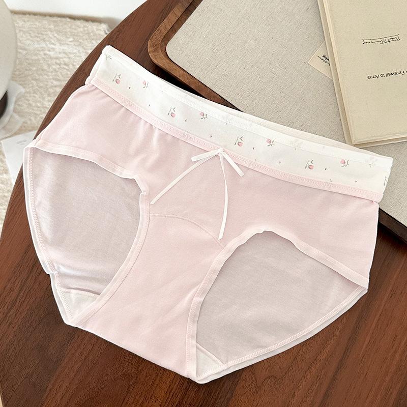 Class A bacteriostatic underwear girls' women's briefs, new summer thin extended crotch bow shorts