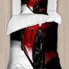 Red Cool Car Steering Wheel Three-piece Digital Printing Bedding Set Bed Cover
