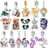Copper Cartoon Doll Charms Bead Cz Zircon Cute Panda Eagle Rag Dolls Pendant Fit Original Bracelet Diy Jewelry Gift