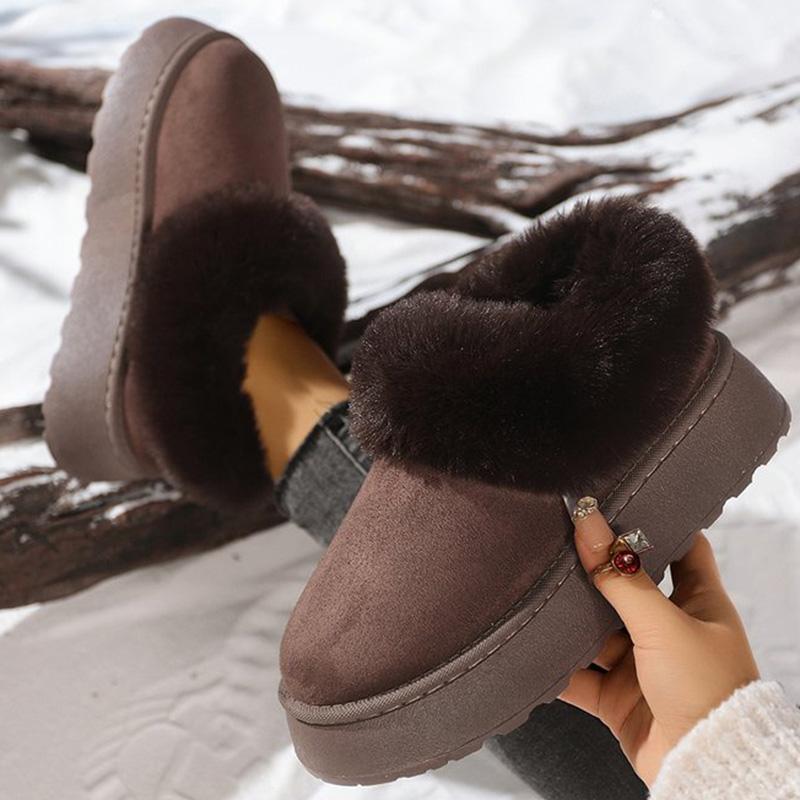 Μόδα Χειμώνας Μεγάλα Μεγέθη 44 Μπότες Χιονιού Γυναικείες Χοντρή Σόλα Ζεστές Μποτάκια μέχρι τον Αστράγαλο για Γυναίκα Άνετα Κοντά Βελούδινα Αντιανεμικά Μποτάκια Κυρίες