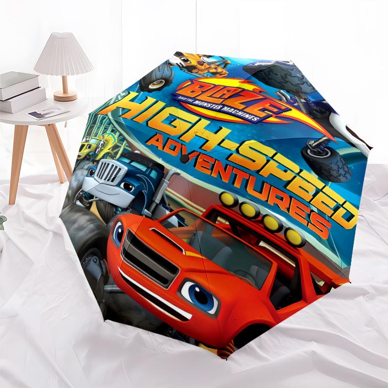 1pc Blaze and the Monster Machines Umbrella, Sun Protection, And UV Shielding. It Has Eight Sturdy Ribs for Outdoor Use And Perfect Gift